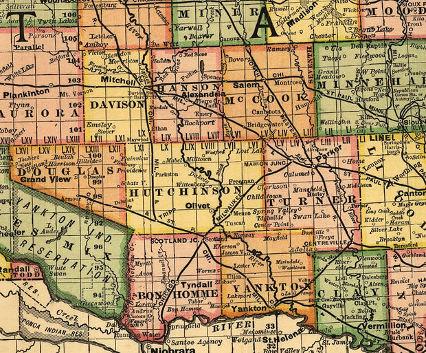 Map of South Dakota, 1892