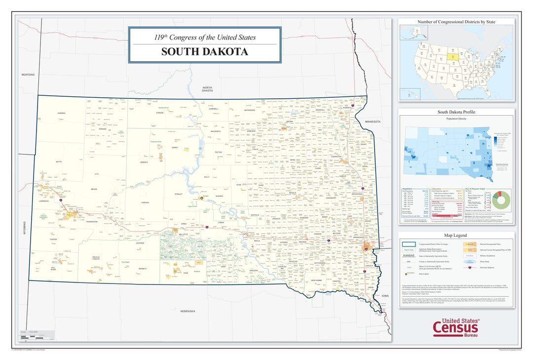South Dakota Congressional District Wall Map