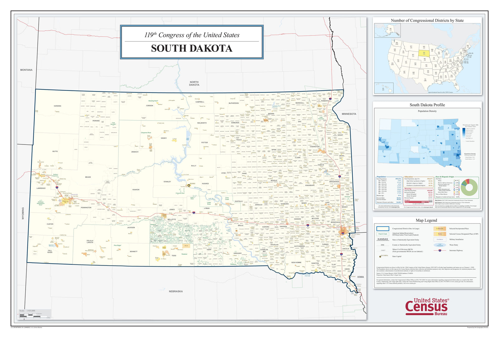South Dakota Congressional District Wall Map