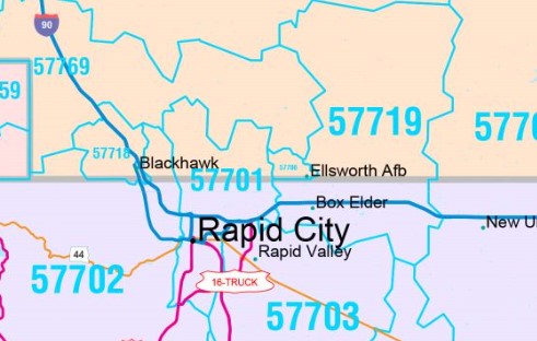 Color Cast Style Wall Map of South Dakota