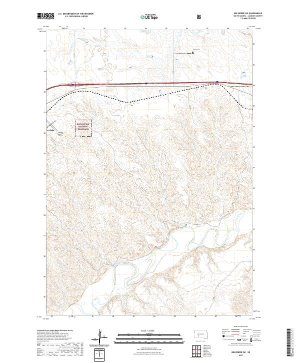 USGS US Topo 7.5-minute map for Belvidere SW SD 2021