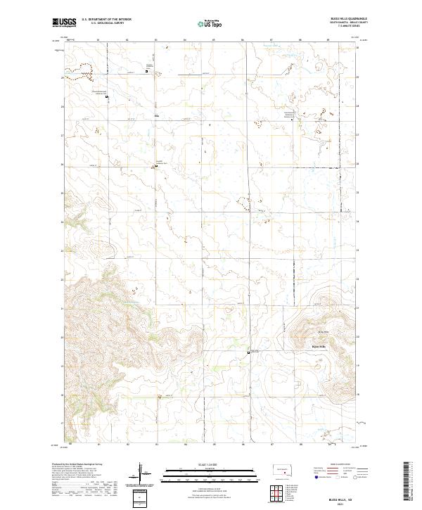 USGS US Topo 7.5-minute map for Bijou Hills SD 2021