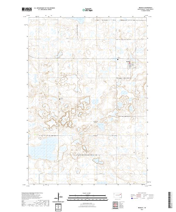 USGS US Topo 7.5-minute map for Bradley SD 2021