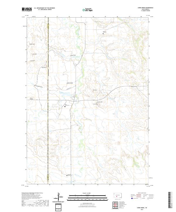 USGS US Topo 7.5-minute map for Corn Creek SD 2021