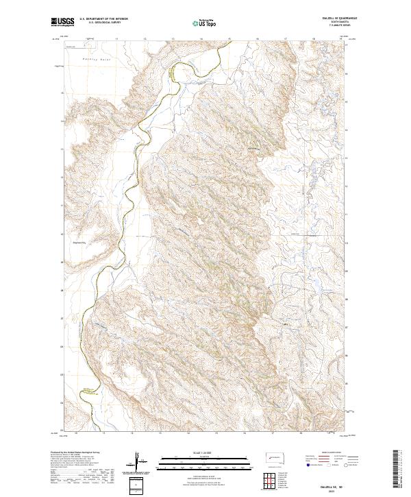 US Topo 7.5-minute map for Dalzell SE SD