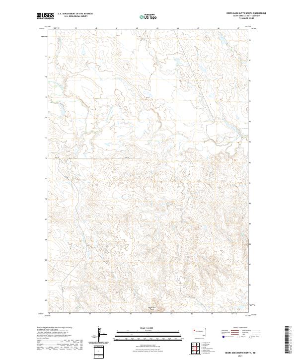 USGS US Topo 7.5-minute map for Deers Ears Butte North SD 2021