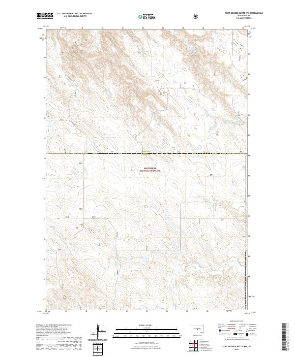 USGS US Topo 7.5-minute map for Fort George Butte NW SD 2021