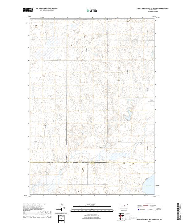 USGS US Topo 7.5-minute map for Gettysburg Municipal Airport NE SD 2021