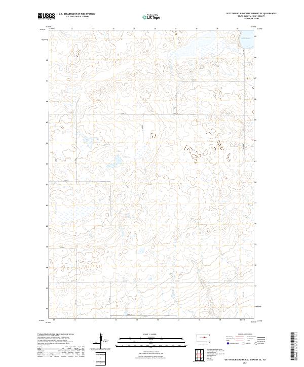 USGS US Topo 7.5-minute map for Gettysburg Municipal Airport SE SD 2021