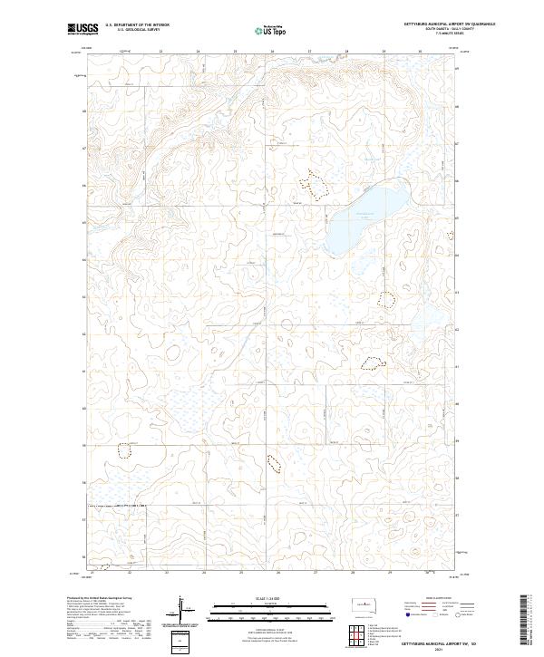 USGS US Topo 7.5-minute map for Gettysburg Municipal Airport SW SD 2021
