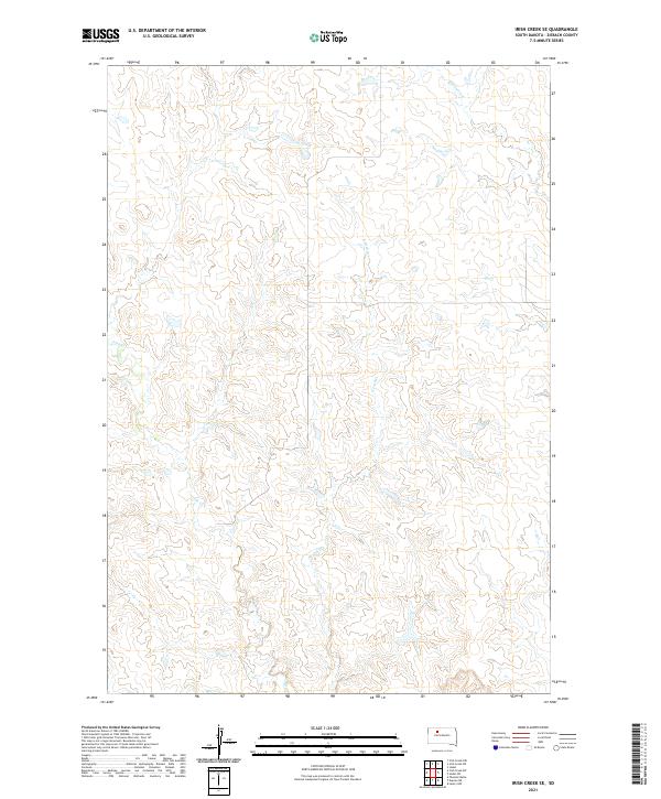 USGS US Topo 7.5-minute map for Irish Creek SE SD 2021