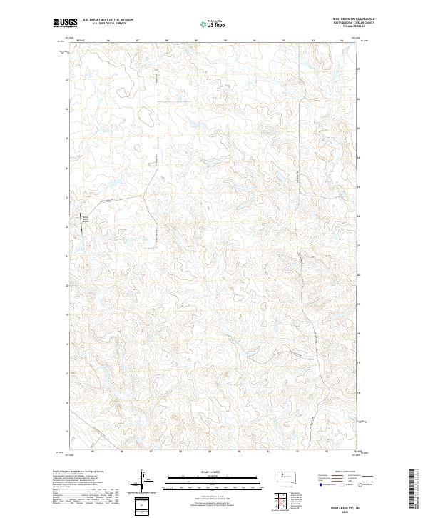 USGS US Topo 7.5-minute map for Irish Creek SW SD 2021