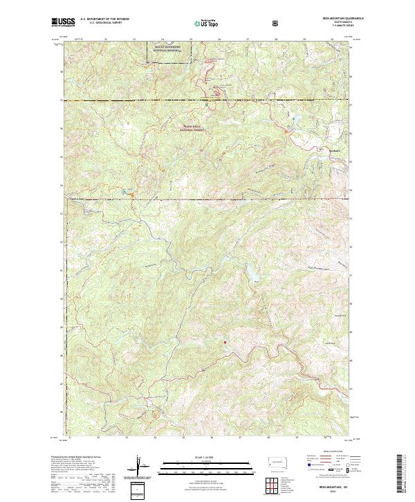USGS US Topo 7.5-minute map for Iron Mountain SD 2021