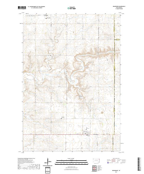 USGS US Topo 7.5-minute map for Kranzburg SD 2021