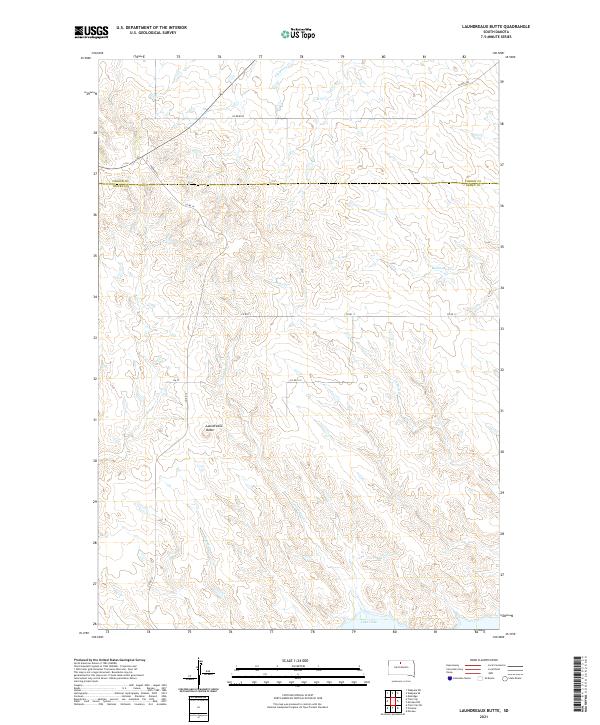USGS US Topo 7.5-minute map for Laundreaux Butte SD 2021