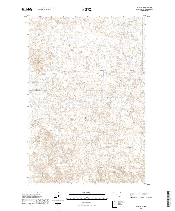 USGS US Topo 7.5-minute map for Ludlow SE SD 2021