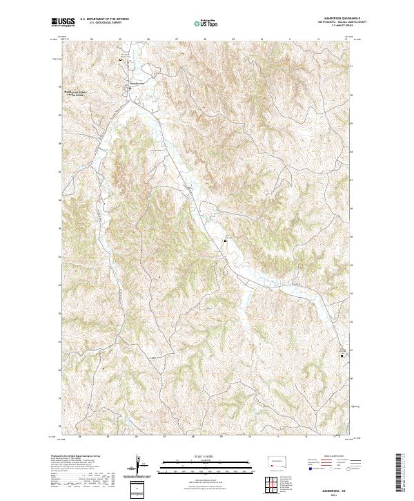 USGS US Topo 7.5-minute map for Manderson SD 2021