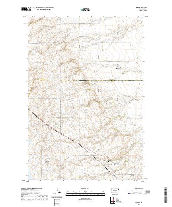 USGS US Topo 7.5-minute map for Marvin SD 2021