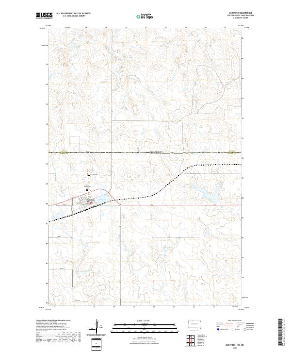 USGS US Topo 7.5-minute map for McIntosh SDND 2021 – American Map Store