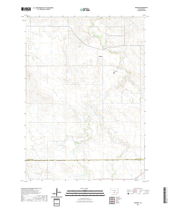 USGS US Topo 7.5-minute map for Mosher SD 2021