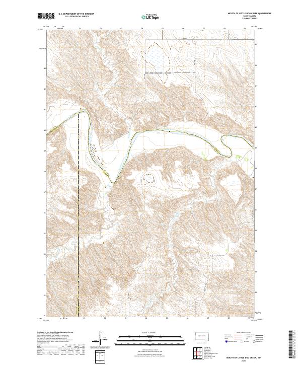 USGS US Topo 7.5-minute map for Mouth of Little Dog Creek SD 2021