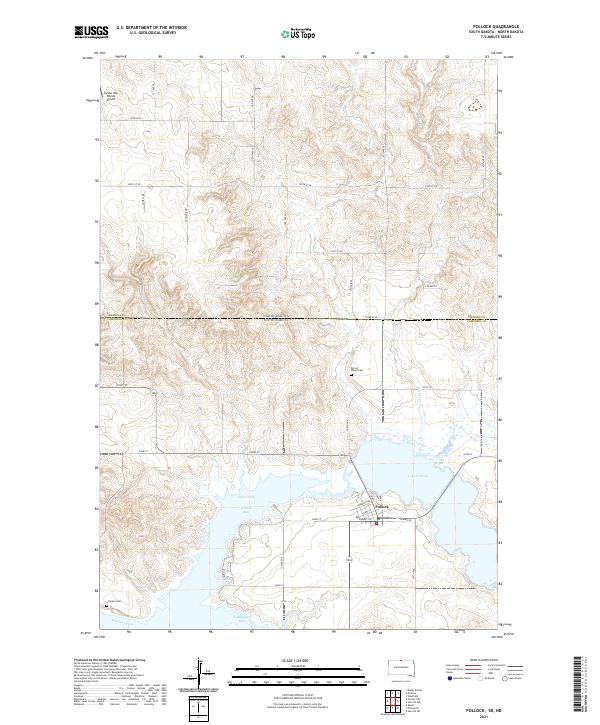 USGS US Topo 7.5-minute map for Pollock SDND 2021 – American Map Store
