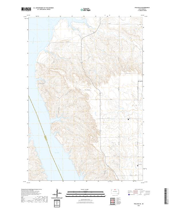 USGS US Topo 7.5-minute map for Pollock SE SD 2021