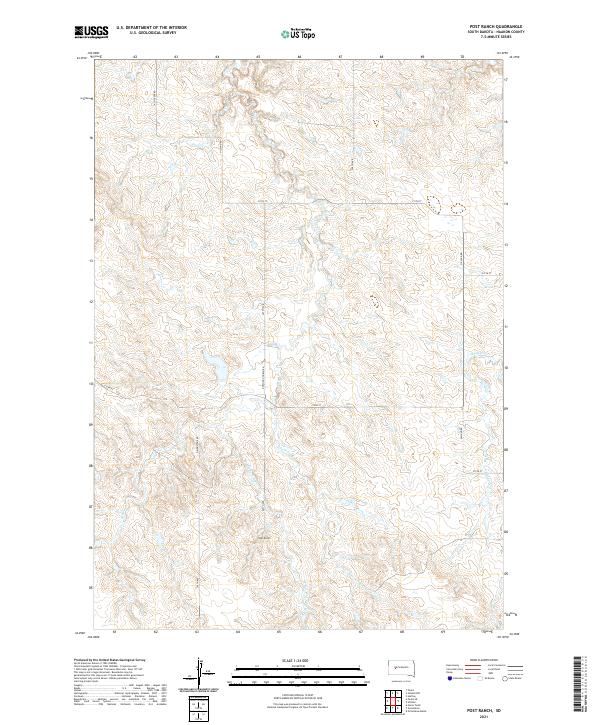 USGS US Topo 7.5-minute map for Post Ranch SD 2021