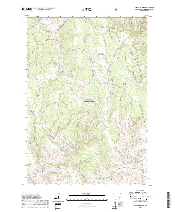 USGS US Topo 7.5-minute map for Preacher Spring SD 2021