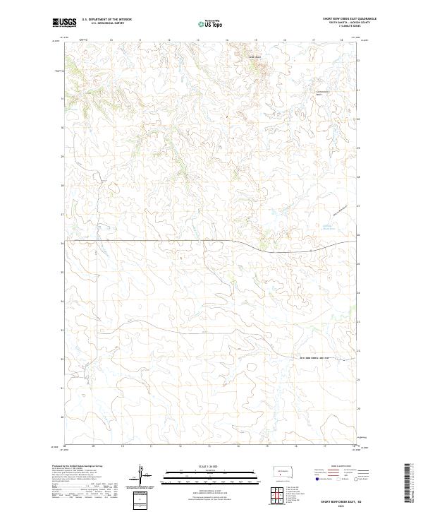 USGS US Topo 7.5-minute map for Short Bow Creek East SD 2021