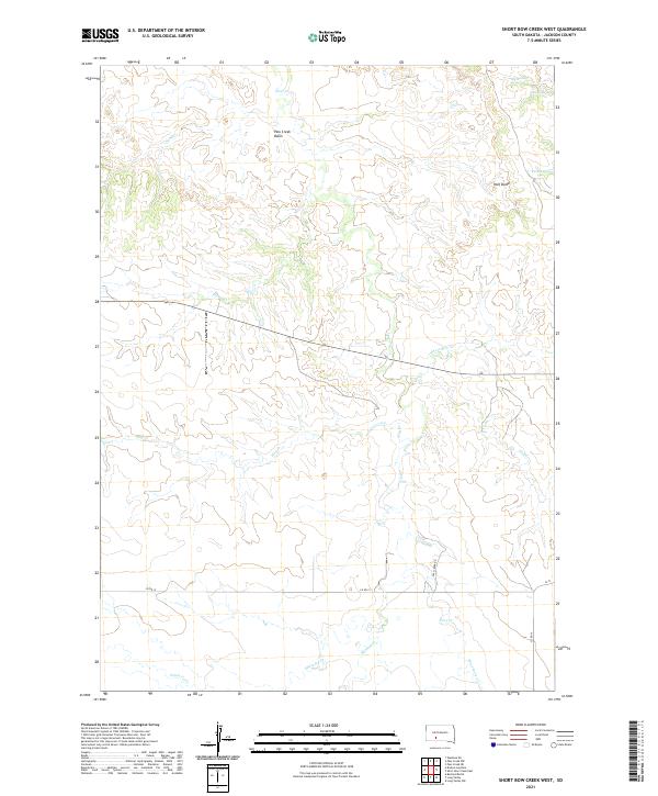 USGS US Topo 7.5-minute map for Short Bow Creek West SD 2021