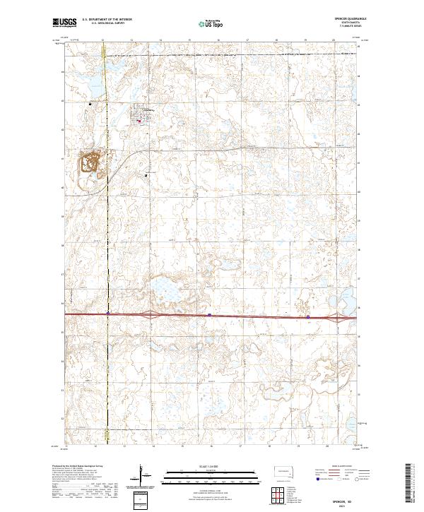 USGS US Topo 7.5-minute map for Spencer SD 2021