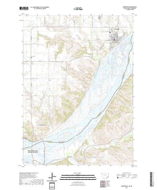 USGS US Topo 7.5-minute map for Springfield SDNE 2021 – American Map Store