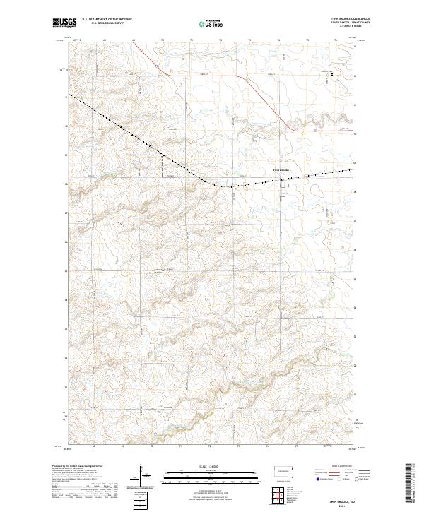 USGS US Topo 7.5-minute map for Twin Brooks SD 2021