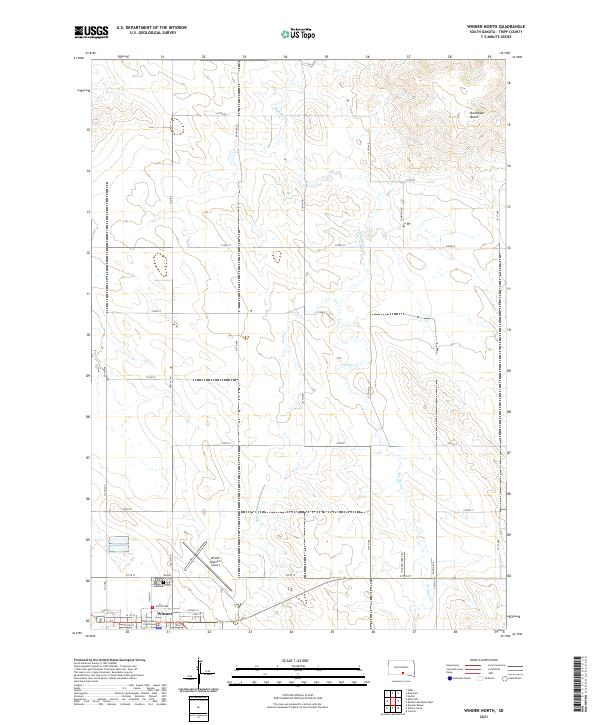 USGS US Topo 7.5-minute map for Winner North SD 2021