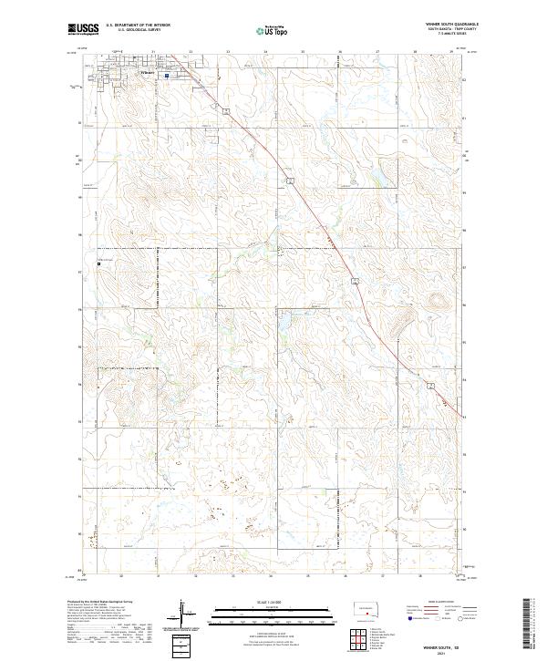 USGS US Topo 7.5-minute map for Winner South SD 2021 – American Map Store