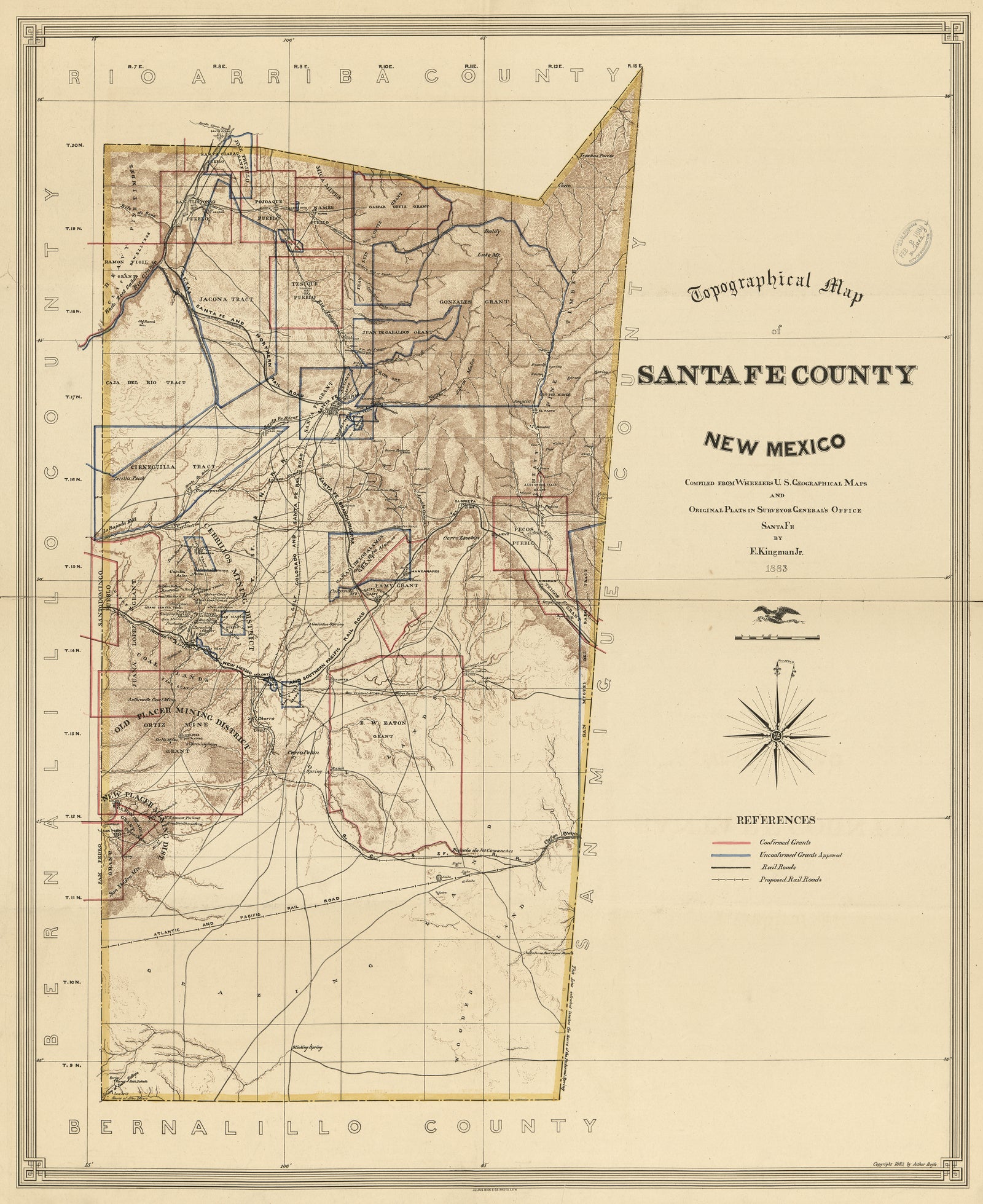 Topographical Map of Santa Fe County, New Mexico