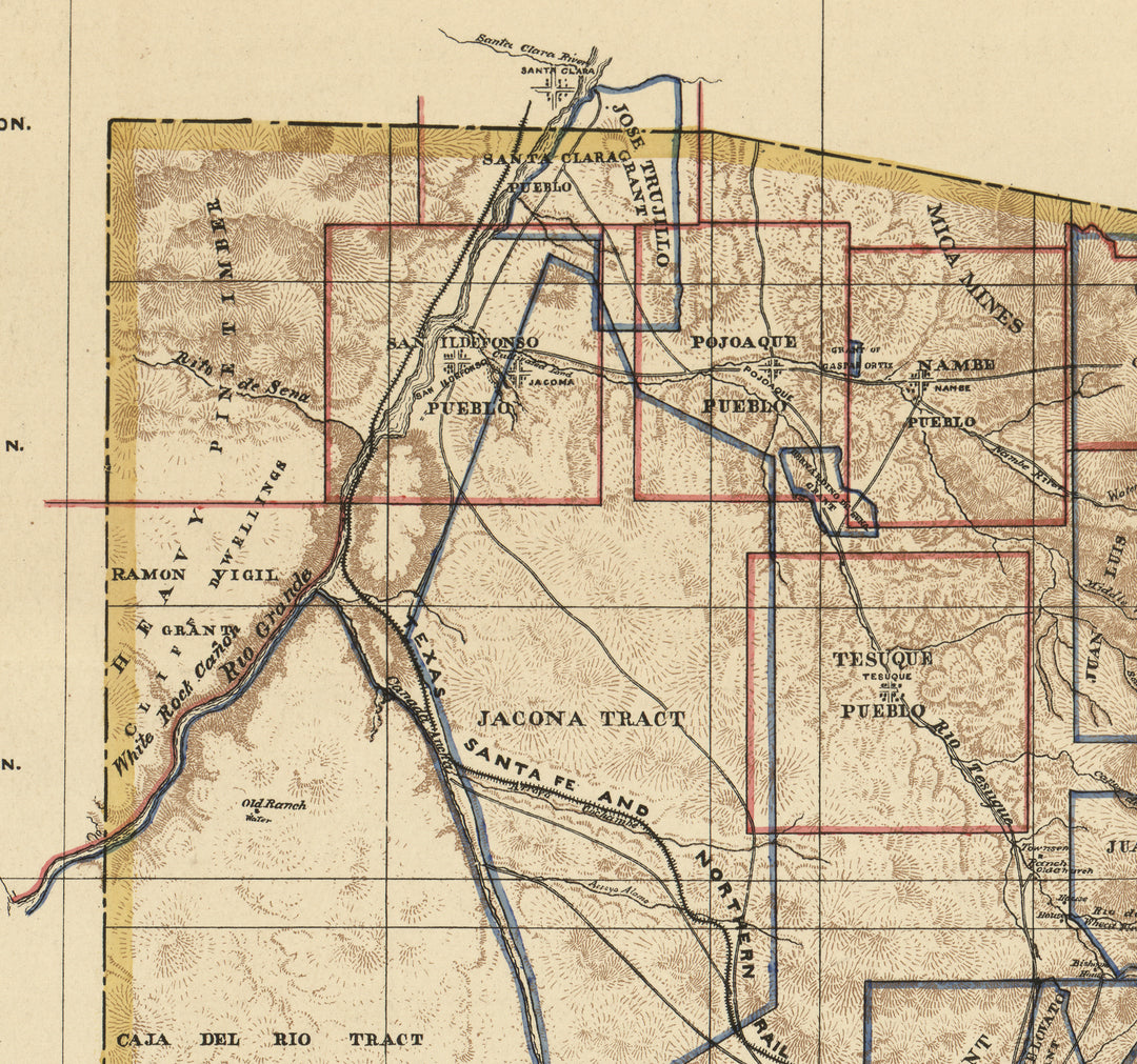 Topographical Map of Santa Fe County, New Mexico