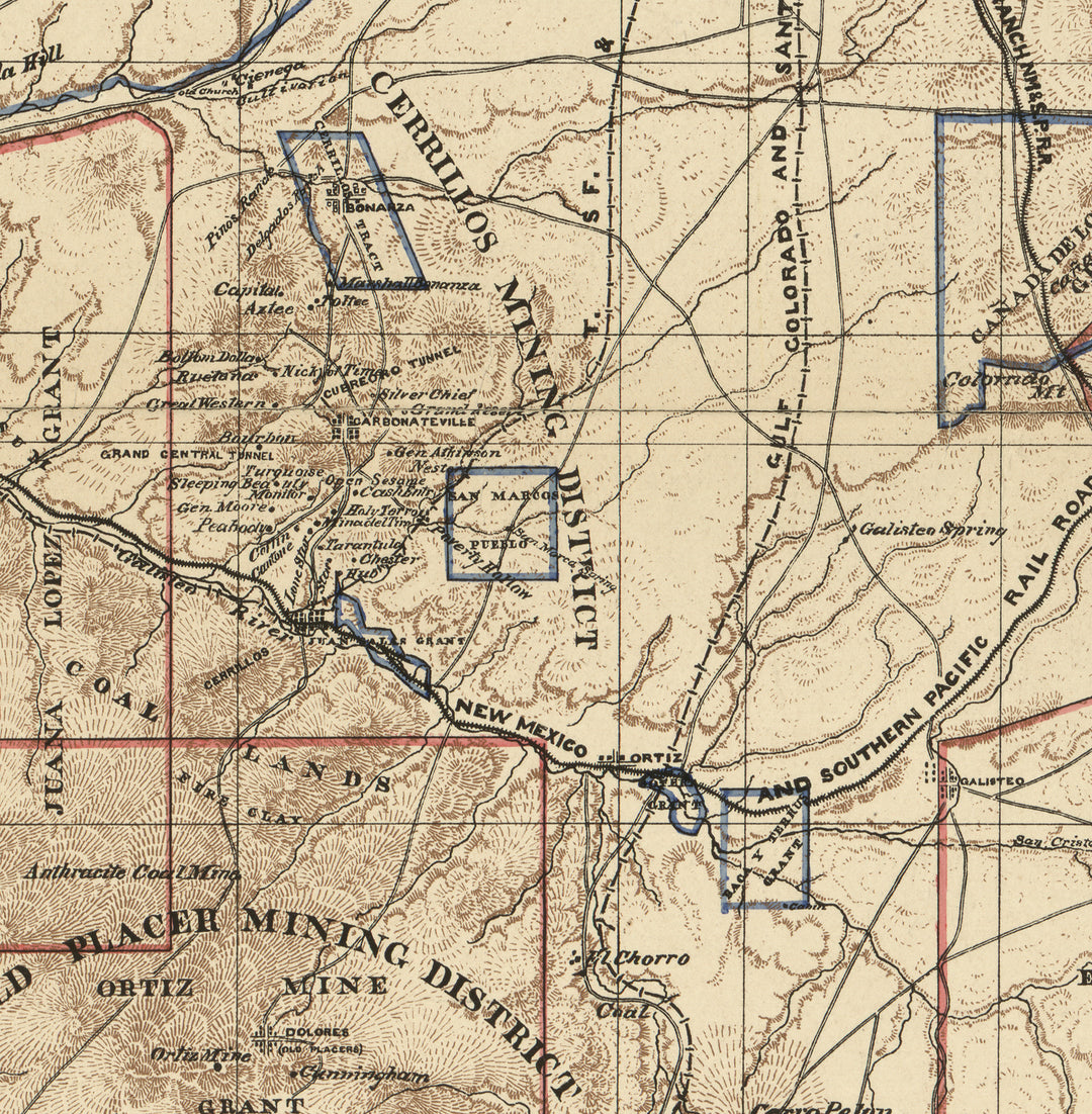 Topographical Map of Santa Fe County, New Mexico