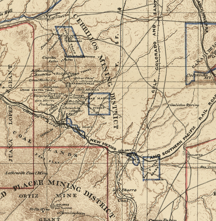 Topographical Map of Santa Fe County, New Mexico