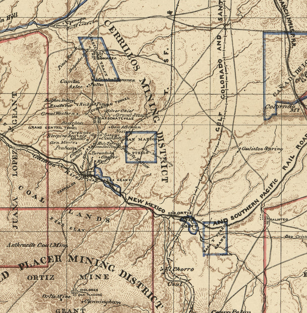 Topographical Map of Santa Fe County, New Mexico