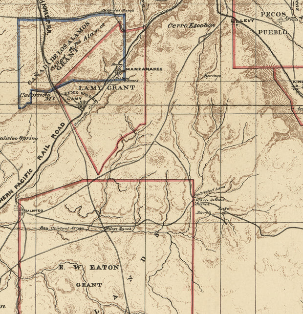 Topographical Map of Santa Fe County, New Mexico