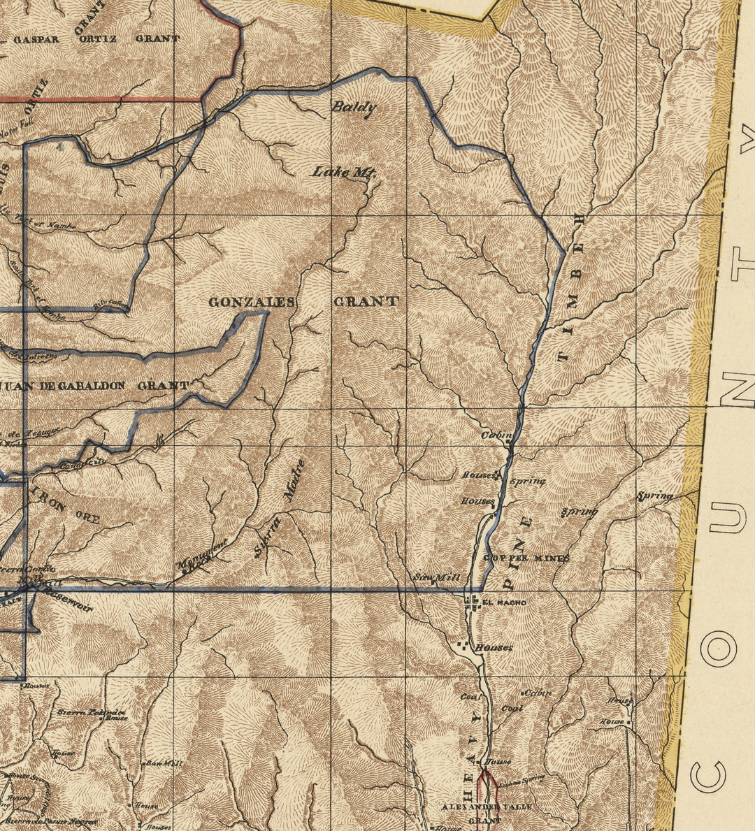 Topographical Map of Santa Fe County, New Mexico