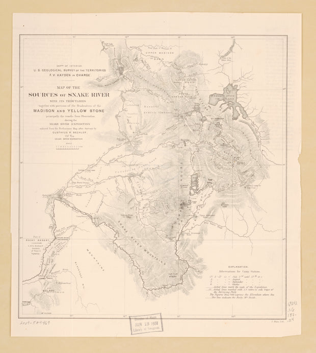 Map of the Sources of the Snake River, 1870