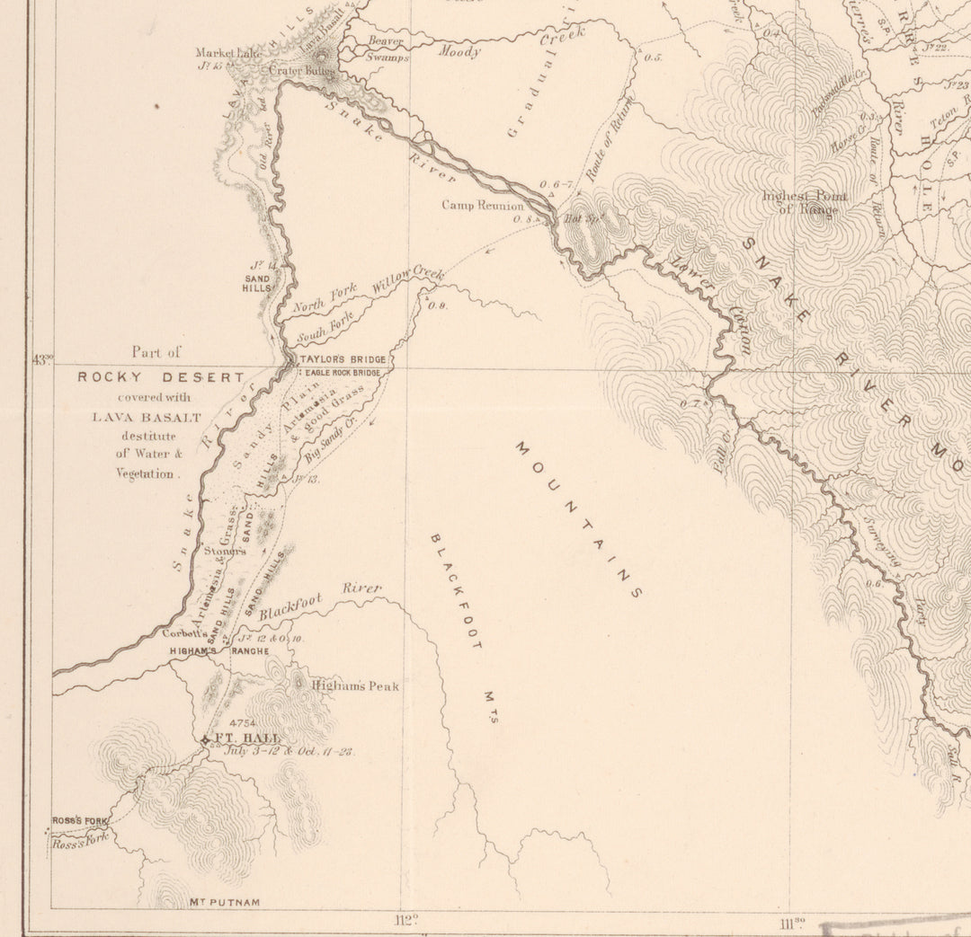 Map of the Sources of the Snake River, 1870