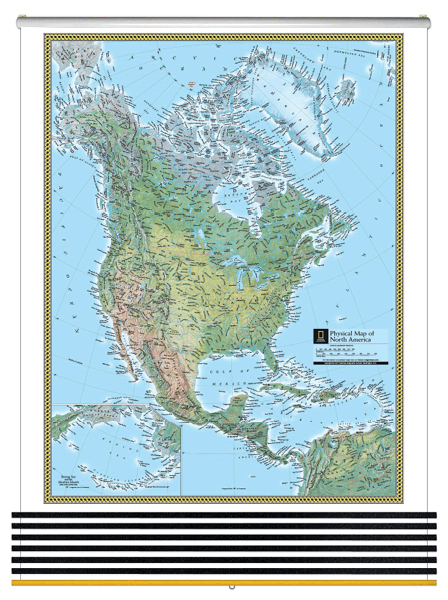 Physical 7 Continent Maps Classroom Pull Down 7 Map Bundle by National Geographic