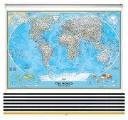 World and 6 Continent Maps Classroom Pull Down 7 Map Bundle by National Geographic