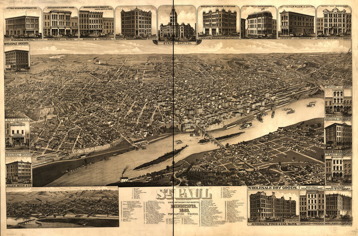 St. Paul, Minnesota, 1883 - State Capital and County Seat of Ramsey County