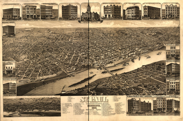 St. Paul, Minnesota, 1883 - State Capital and County Seat of Ramsey County