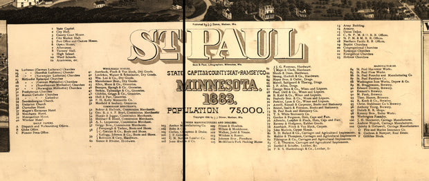 St. Paul, Minnesota, 1883 - State Capital and County Seat of Ramsey County